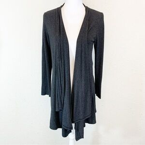 Eileen Fisher Longline Cardigan Open‎ Tight Knit Solid Gray Italian Yarn Medium